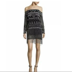 Off the shoulder beaded fringe Thurley dress.